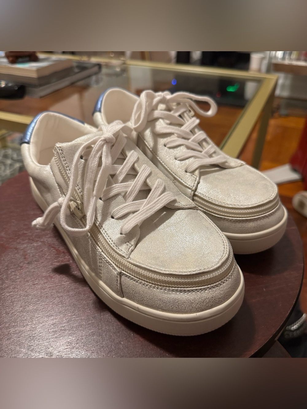 Women's Casual Lace-Up Sneakers in Shimmery White